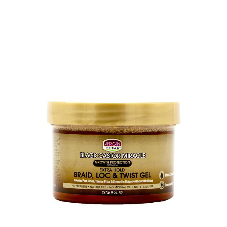 African Pride,Gel Miracle pour Tresses, Locs et Twists à l'Huile de Ricin